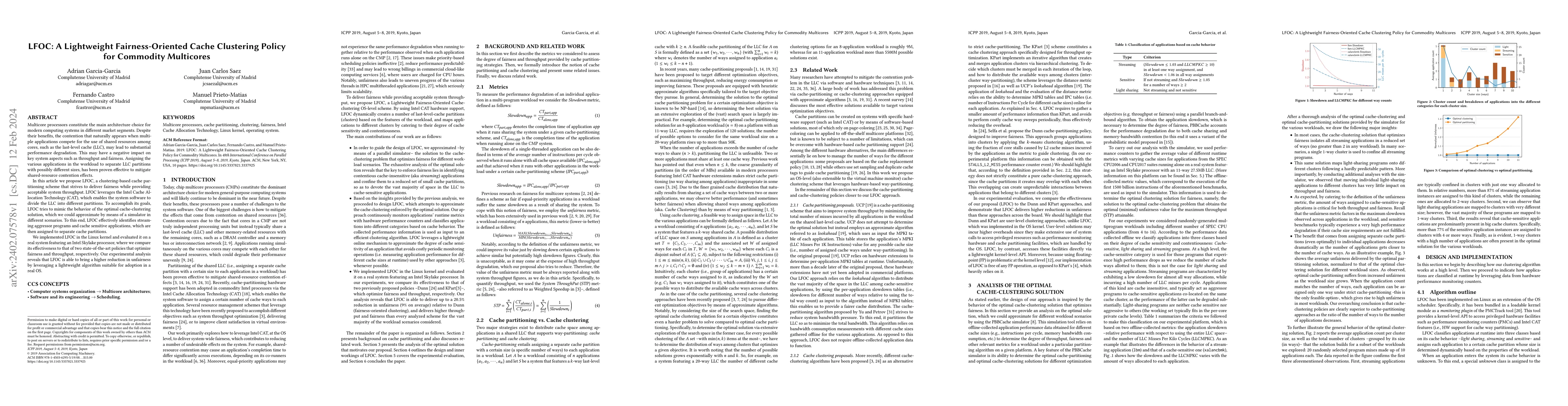 Thumbnail for LFOC: A Lightweight Fairness-Oriented Cache Clustering Policy for
  Commodity Multicores