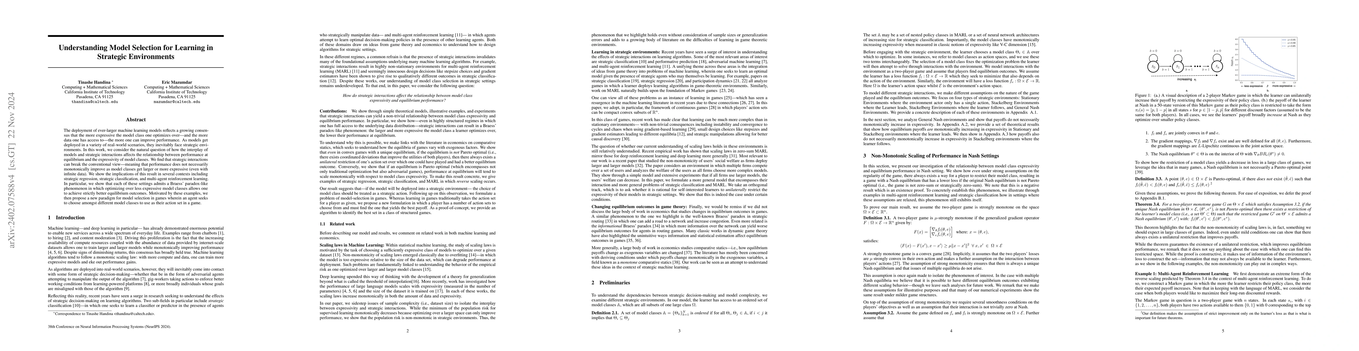 Thumbnail for Understanding Model Selection For Learning In Strategic Environments