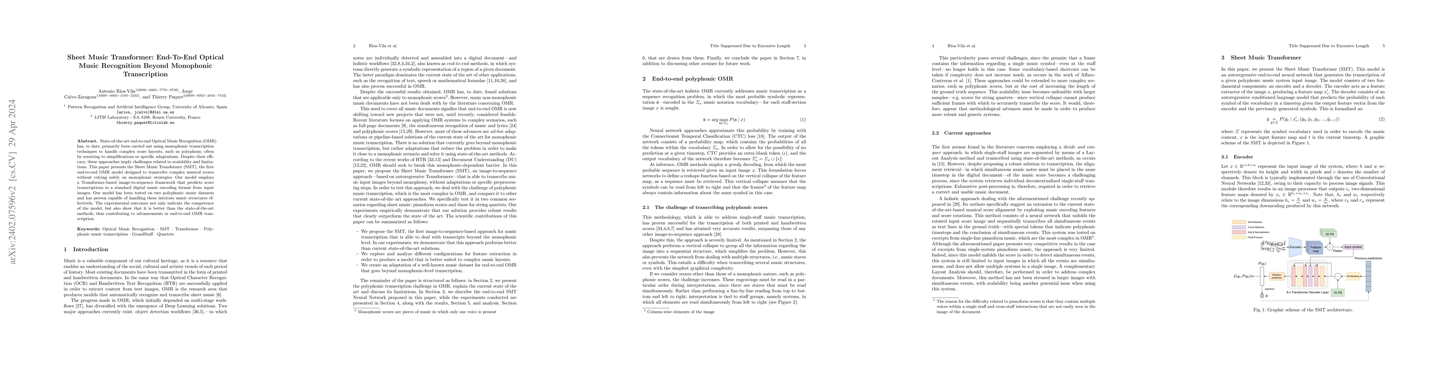Thumbnail for Sheet Music Transformer: End-To-End Optical Music Recognition Beyond
  Monophonic Transcription