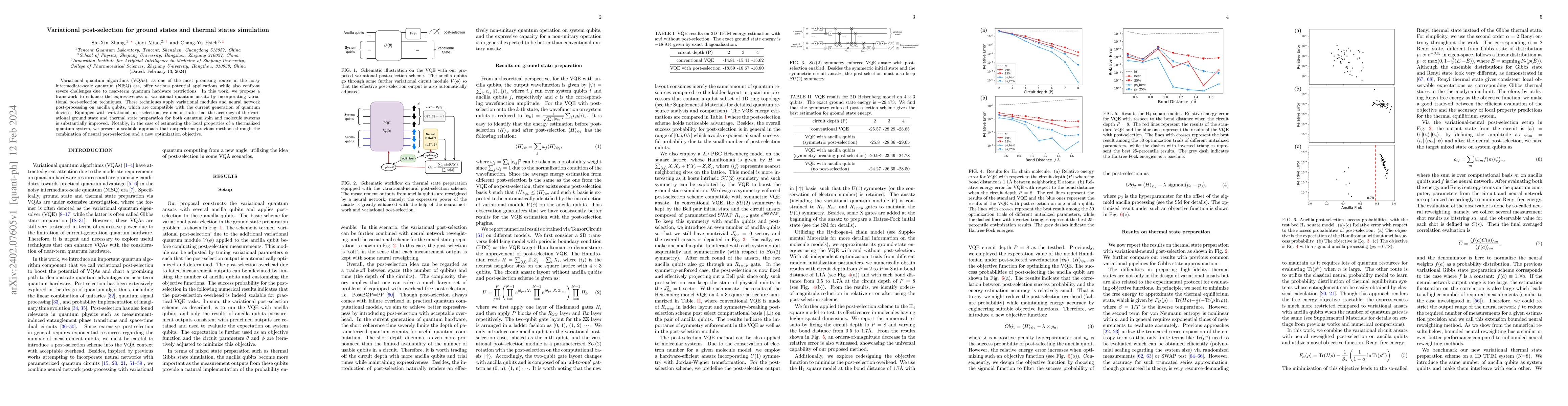 Thumbnail for Variational post-selection for ground states and thermal states
  simulation