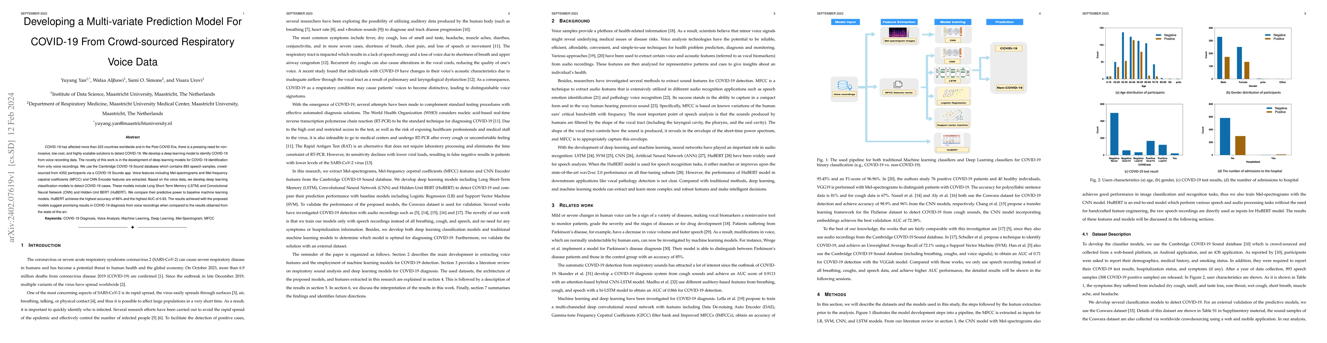 Thumbnail for Developing a Multi-variate Prediction Model For COVID-19 From
  Crowd-sourced Respiratory Voice Data