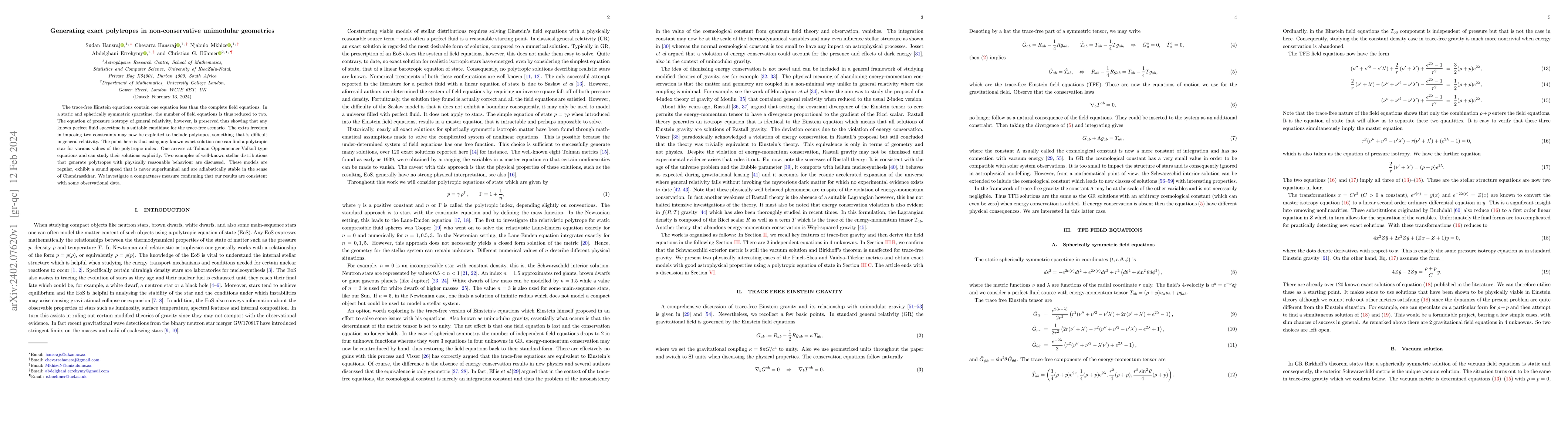 Thumbnail for Generating exact polytropes in non-conservative unimodular geometries