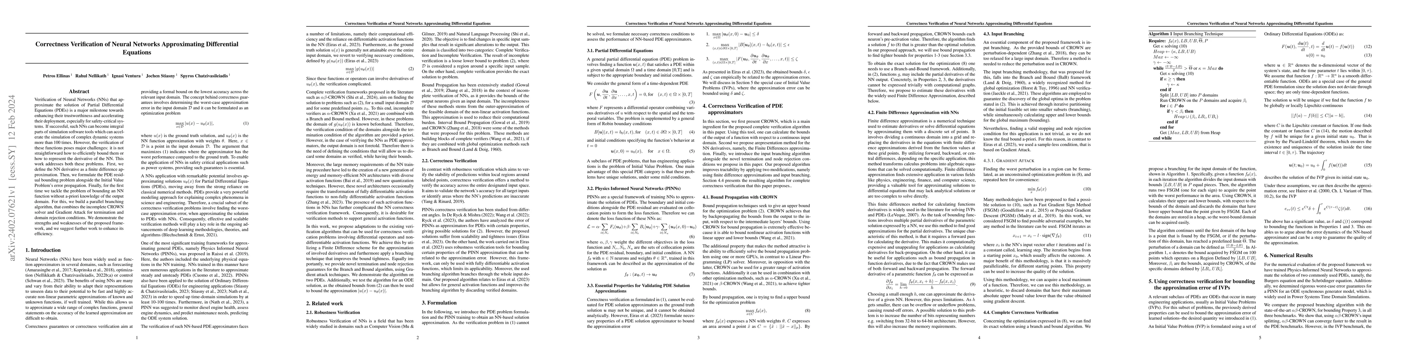 Thumbnail for Correctness Verification of Neural Networks Approximating Differential
  Equations