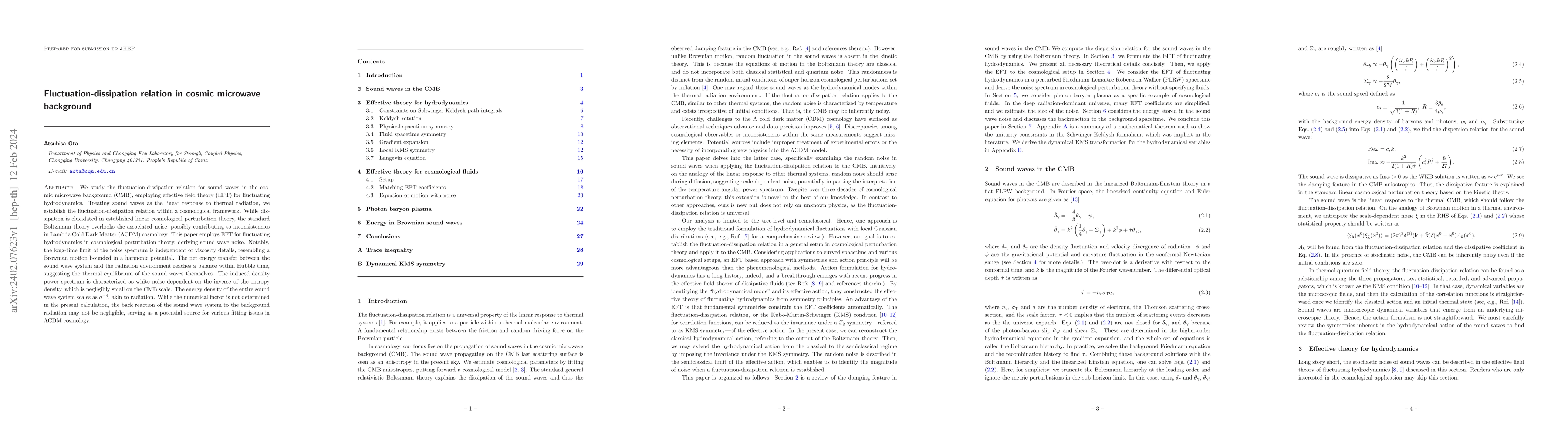 Thumbnail for Fluctuation-dissipation relation in cosmic microwave background