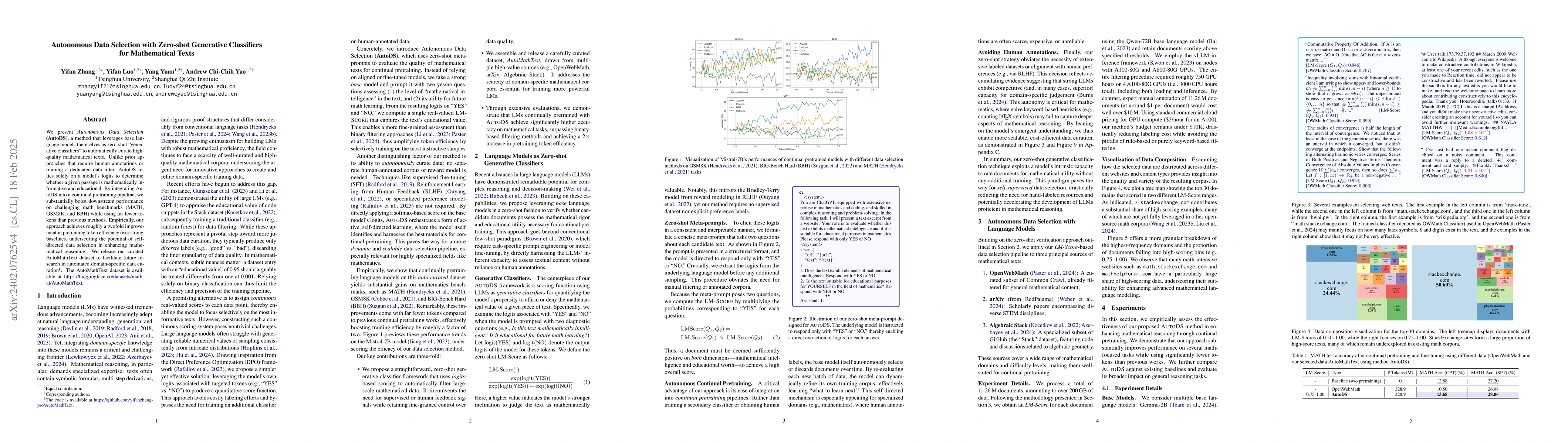 Thumbnail for Autonomous Data Selection with Language Models for Mathematical Texts