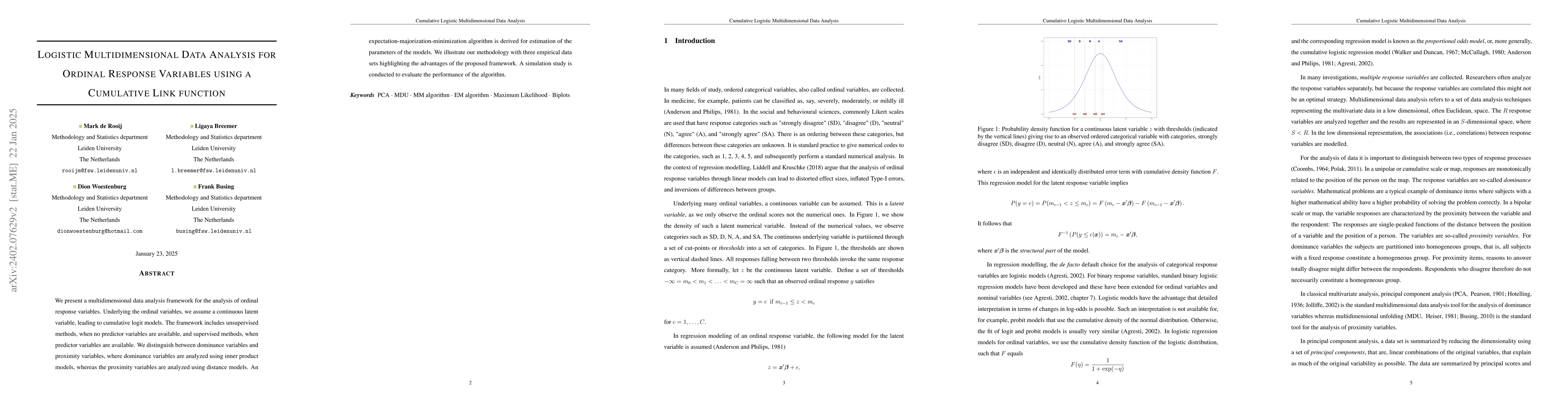 Thumbnail for Logistic Multidimensional Data Analysis for Ordinal Response Variables
  using a Cumulative Link function