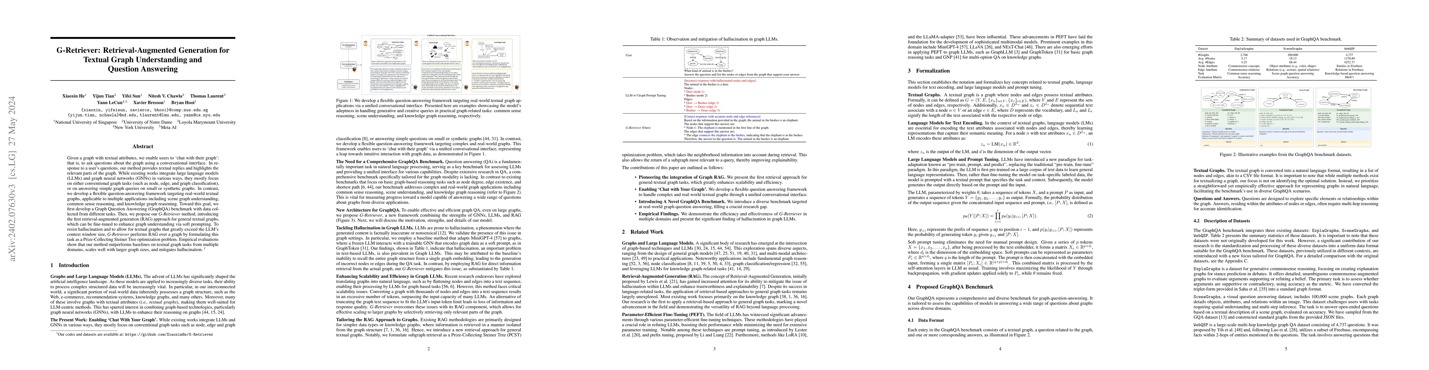 Thumbnail for G-Retriever: Retrieval-Augmented Generation for Textual Graph
  Understanding and Question Answering