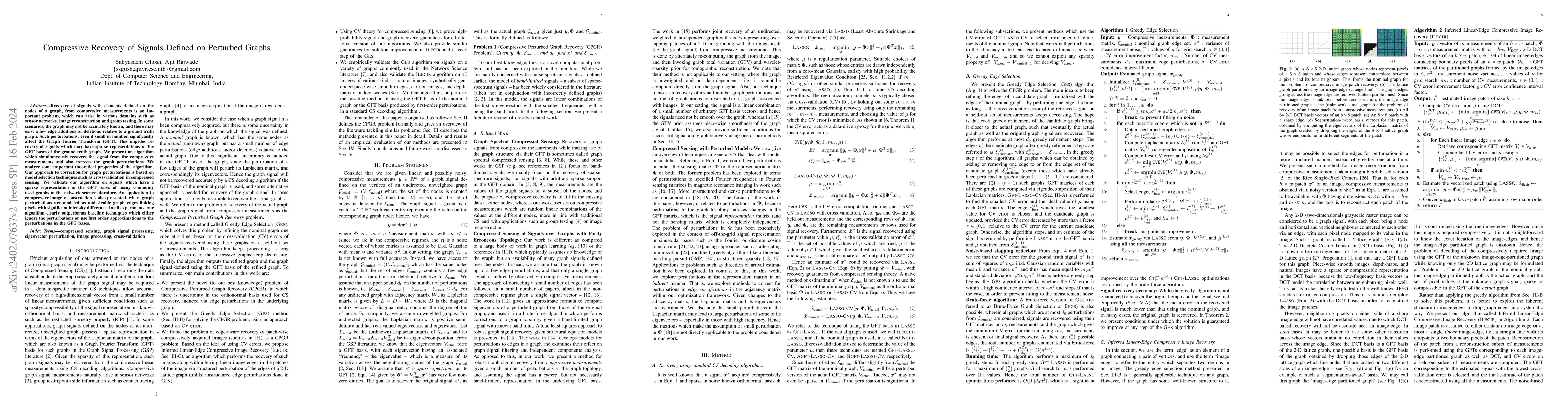 Thumbnail for Compressive Recovery of Signals Defined on Perturbed Graphs