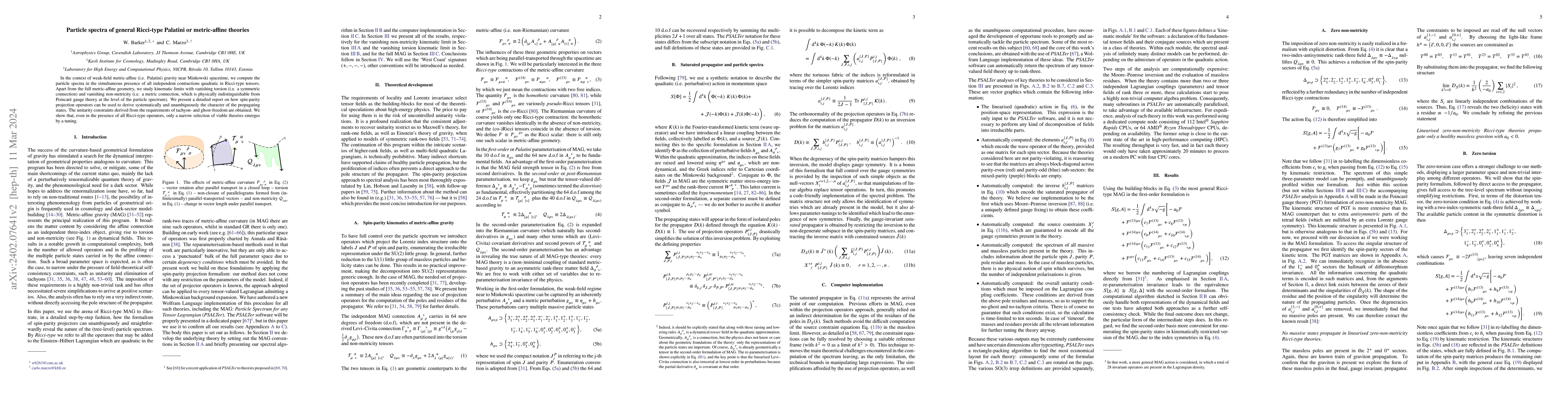 Thumbnail for Particle spectra of general Ricci-type Palatini or metric-affine
  theories