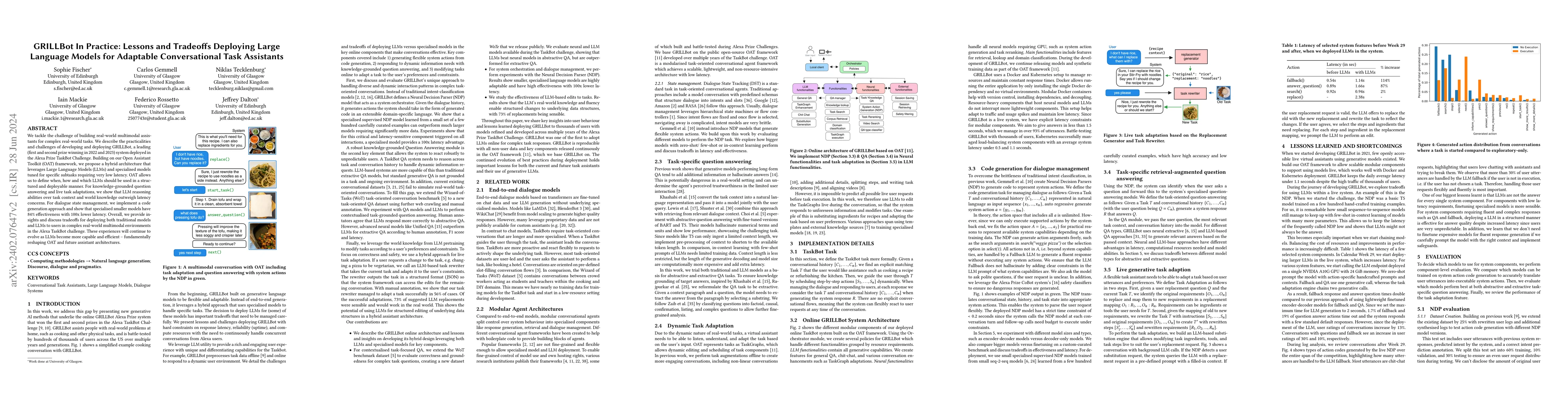 Thumbnail for GRILLBot In Practice: Lessons and Tradeoffs Deploying Large Language
  Models for Adaptable Conversational Task Assistants