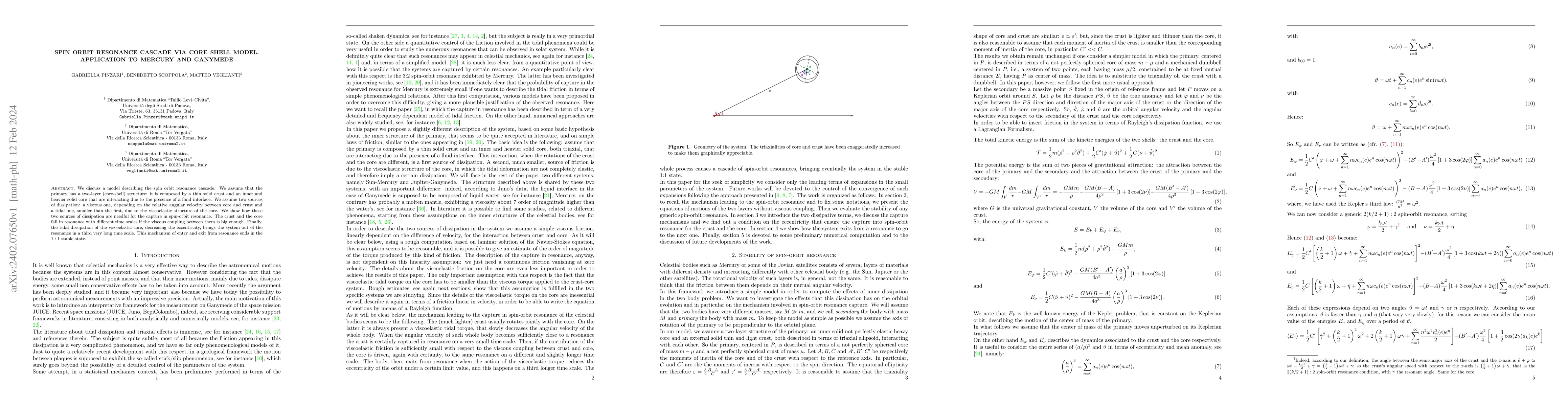 Thumbnail for Spin orbit resonance cascade via core shell model. Application to
  Mercury and Ganymede