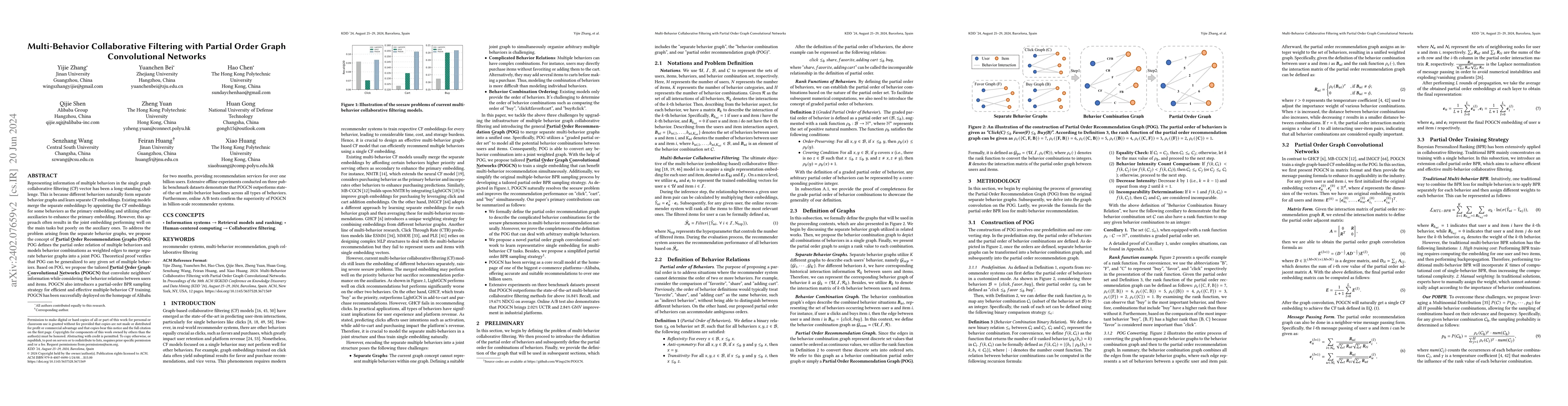 Thumbnail for Multi-Behavior Collaborative Filtering with Partial Order Graph
  Convolutional Networks