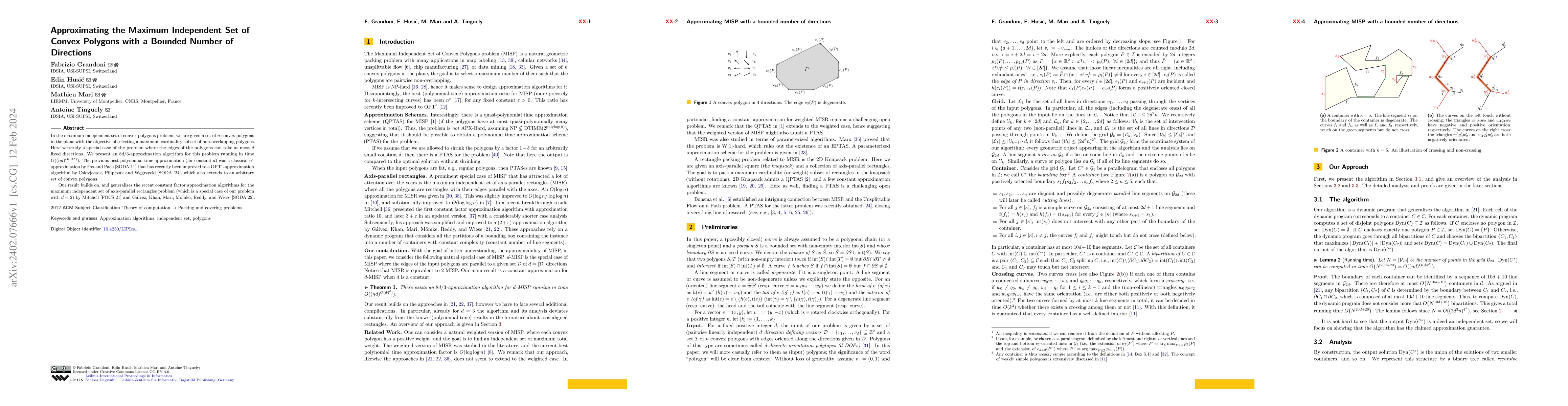 Thumbnail for Approximating the Maximum Independent Set of Convex Polygons with a
  Bounded Number of Directions