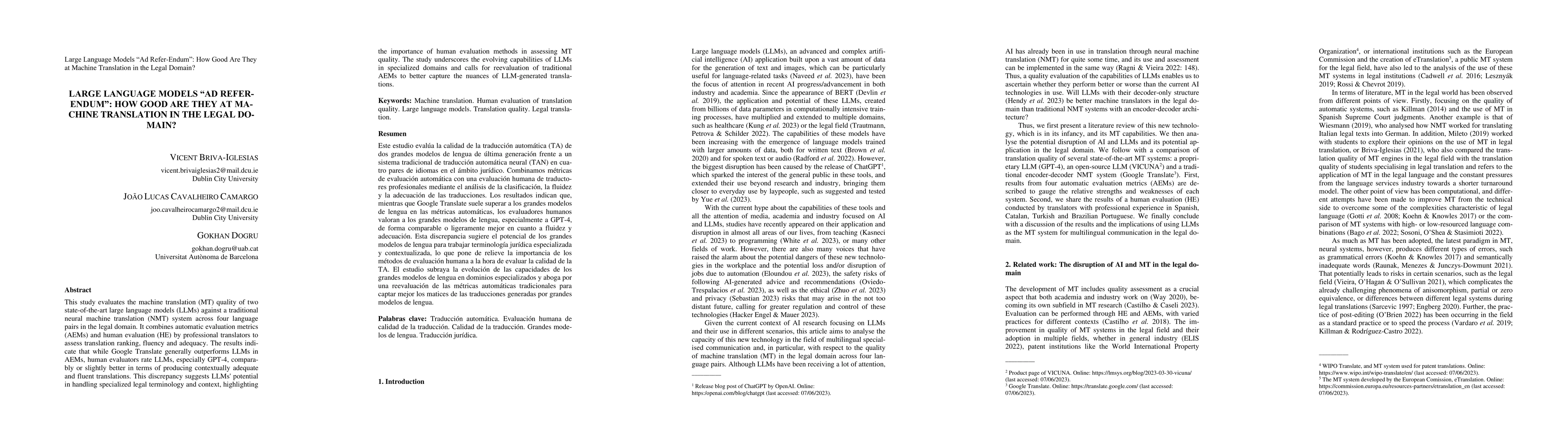 Thumbnail for Large Language Models "Ad Referendum": How Good Are They at Machine
  Translation in the Legal Domain?