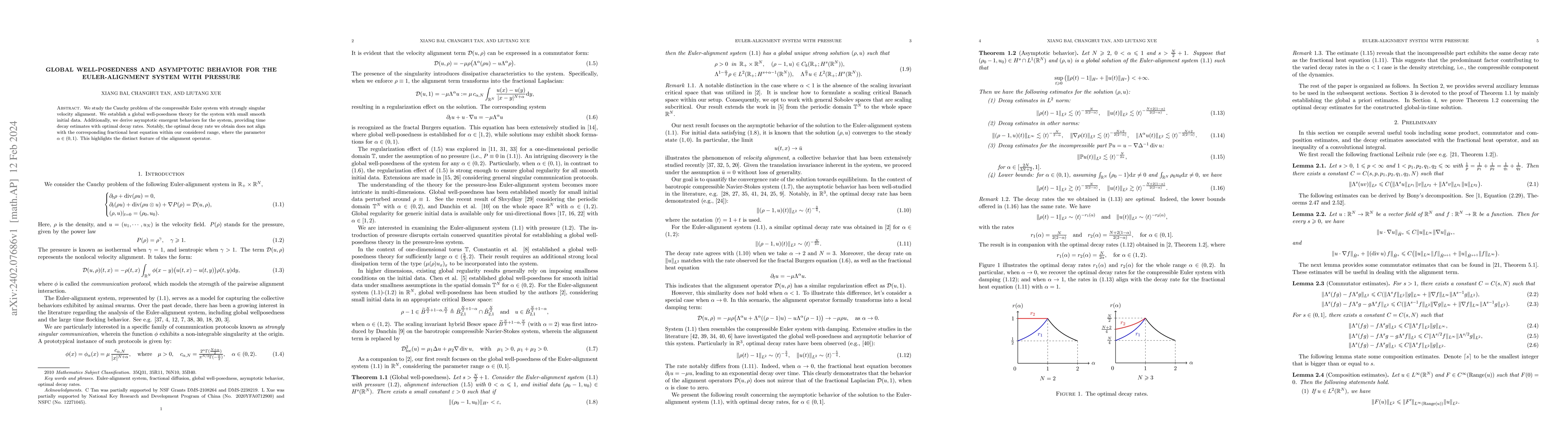 Thumbnail for Global well-posedness and asymptotic behavior for the Euler-alignment
  system with pressure