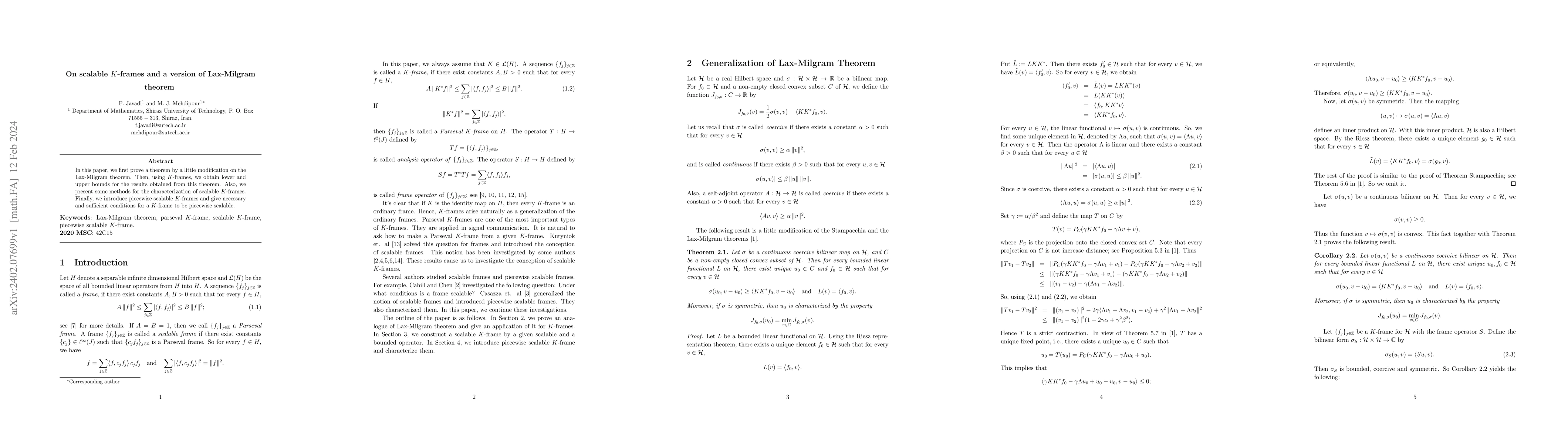 Thumbnail for On scalable $K$-frames and a version of Lax-Milgram theorem
