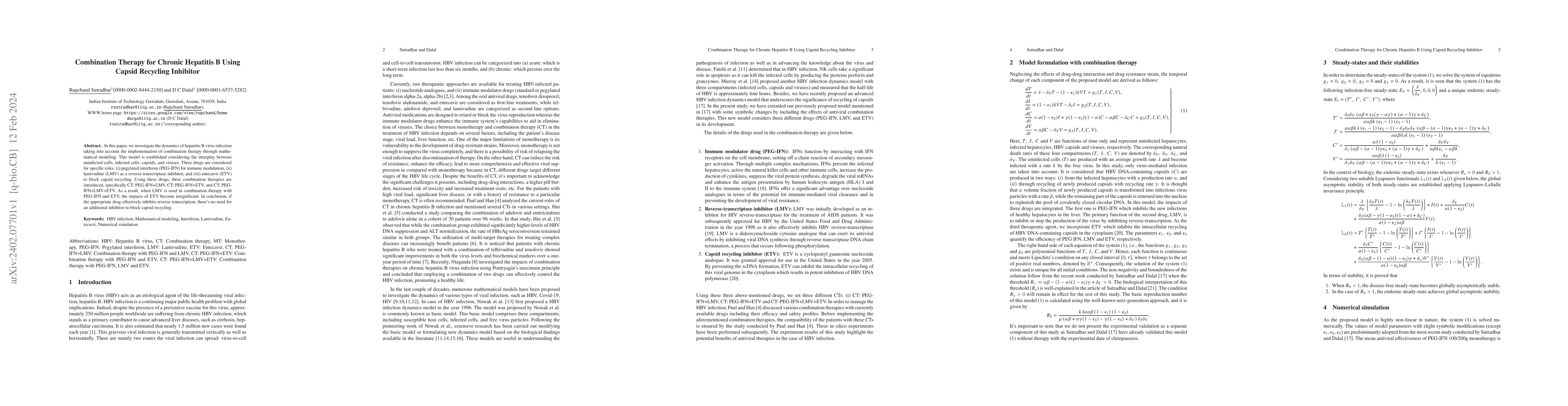 Thumbnail for Combination Therapy for Chronic Hepatitis B Using Capsid Recycling
  Inhibitor