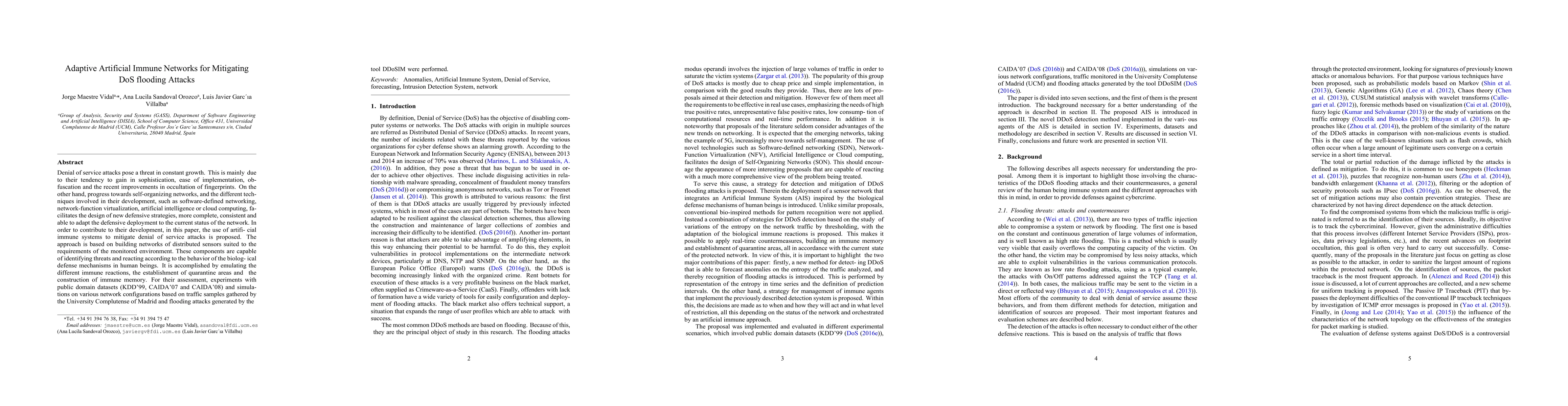 Thumbnail for Adaptive Artificial Immune Networks for Mitigating DoS flooding Attacks