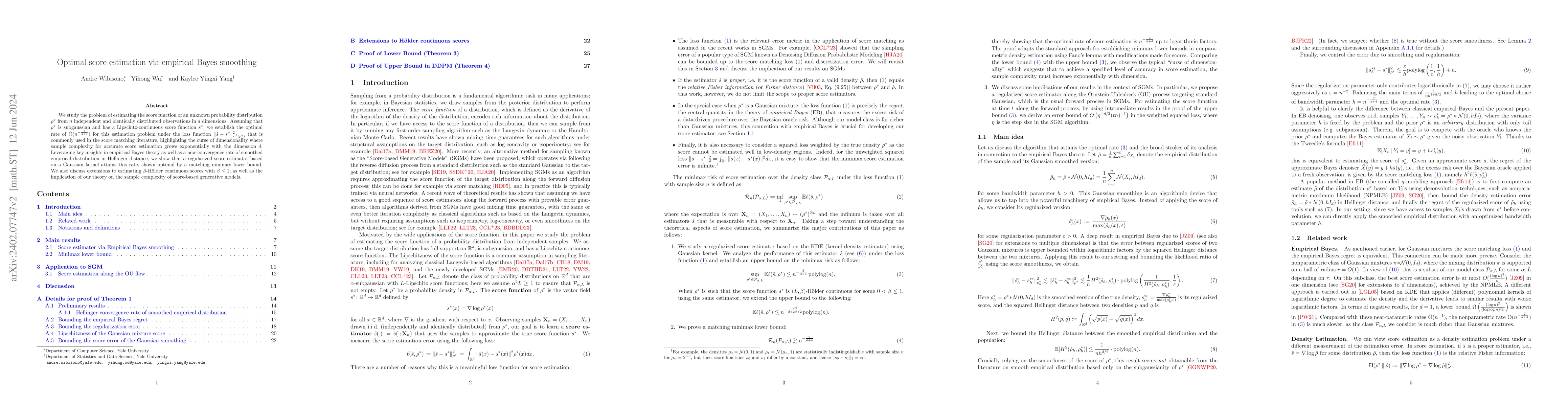 Thumbnail for Optimal score estimation via empirical Bayes smoothing