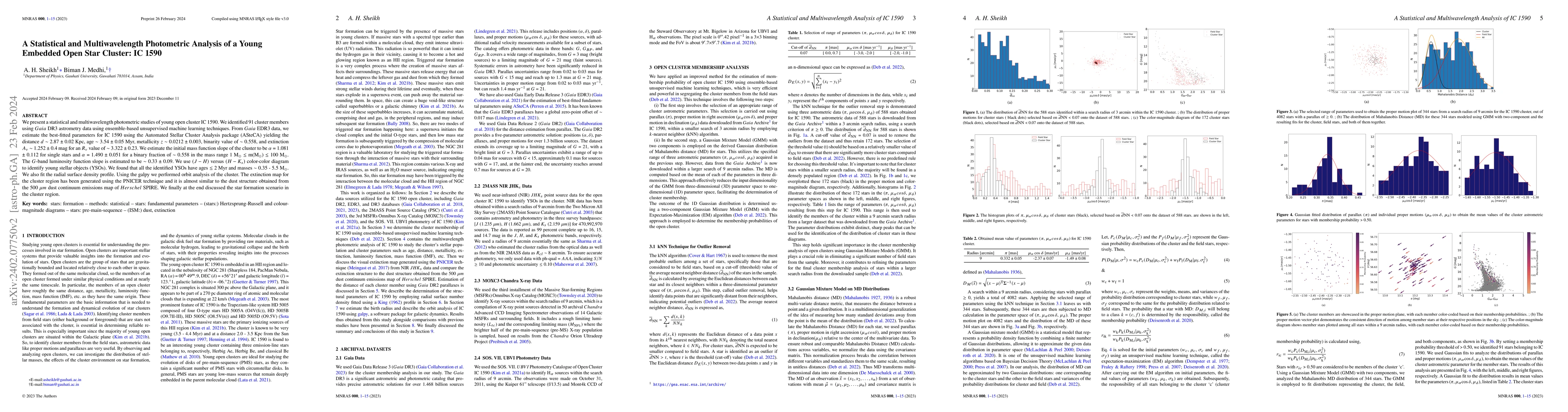 Thumbnail for A Statistical and Multiwavelength Photometric Analysis of a Young
  Embedded Open Star Cluster: IC 1590