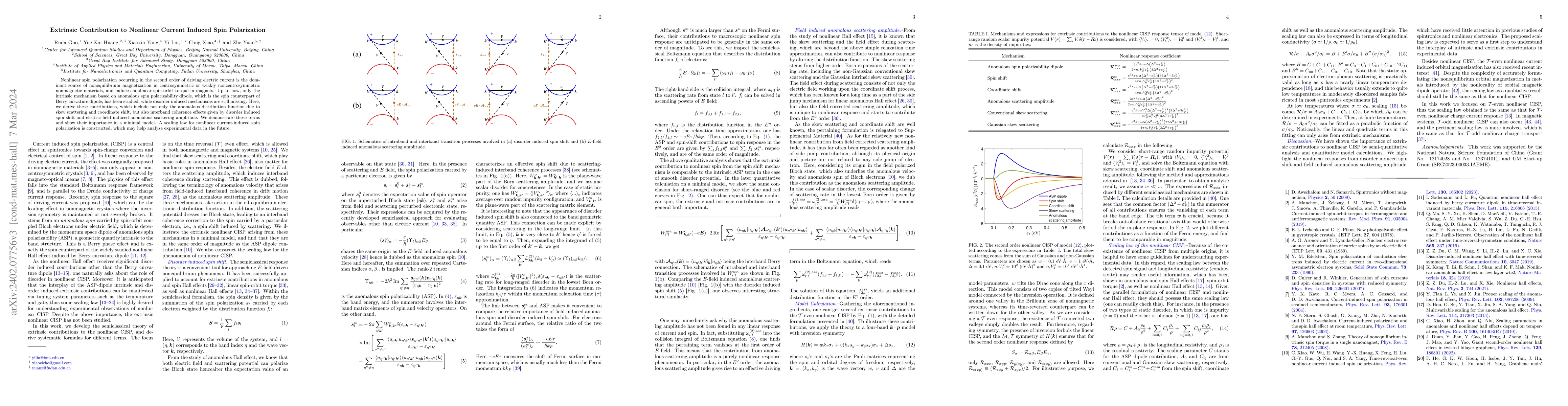 Thumbnail for Extrinsic Contribution to Nonlinear Current Induced Spin Polarization