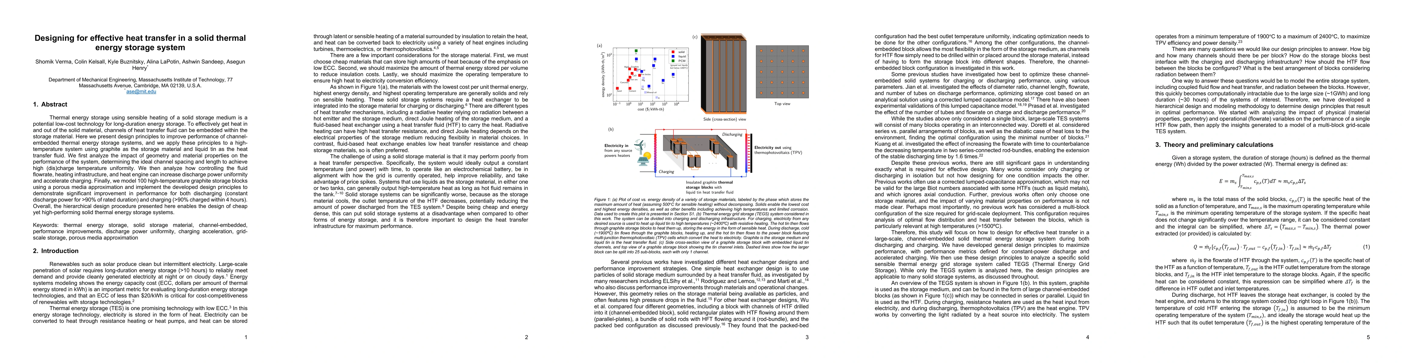 Thumbnail for Designing for effective heat transfer in a solid thermal energy storage
  system