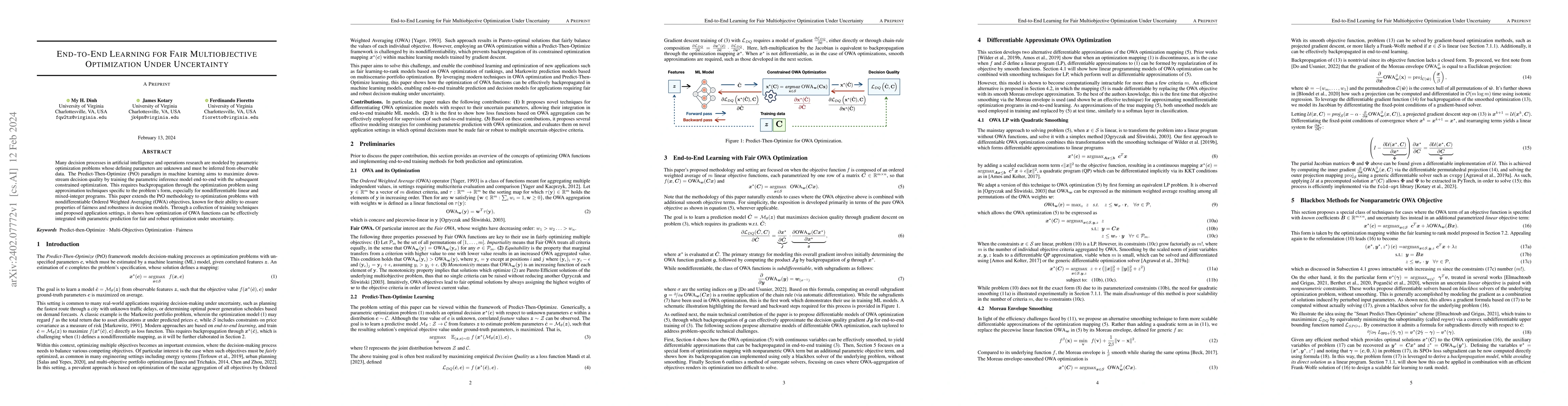 Thumbnail for End-to-End Learning for Fair Multiobjective Optimization Under
  Uncertainty