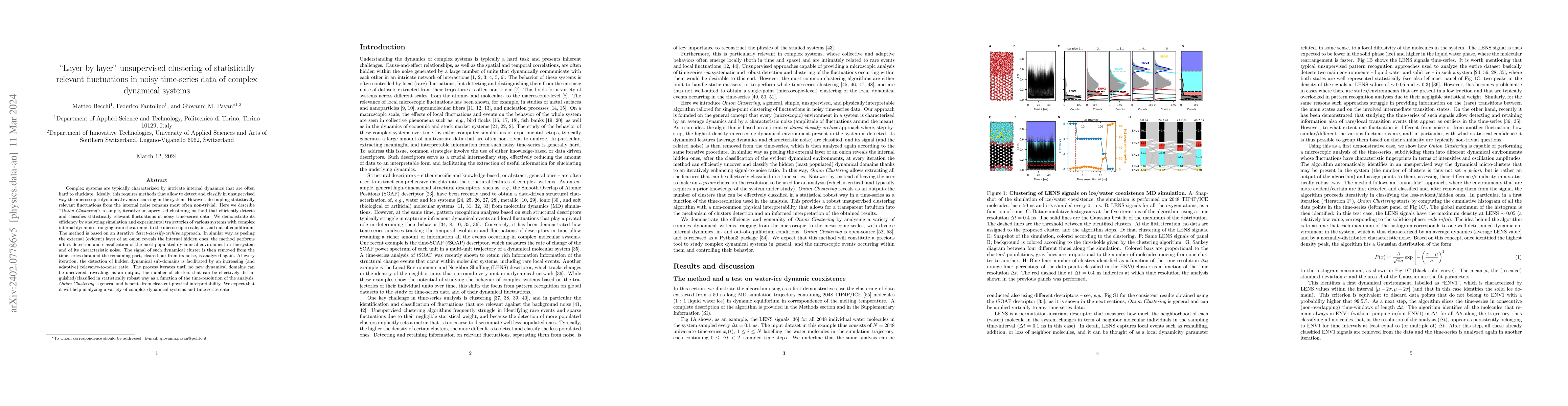 Thumbnail for "Layer-by-layer" Unsupervised Clustering of Statistically Relevant
  Fluctuations in Noisy Time-series Data of Complex Dynamical Systems