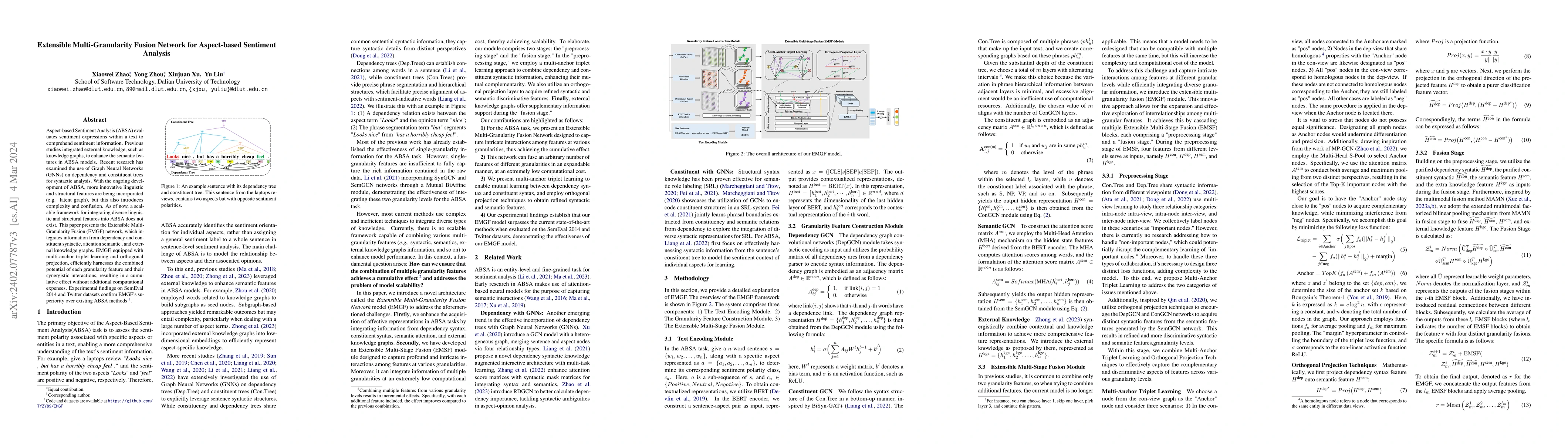 Thumbnail for Extensible Multi-Granularity Fusion Network for Aspect-based Sentiment
  Analysis