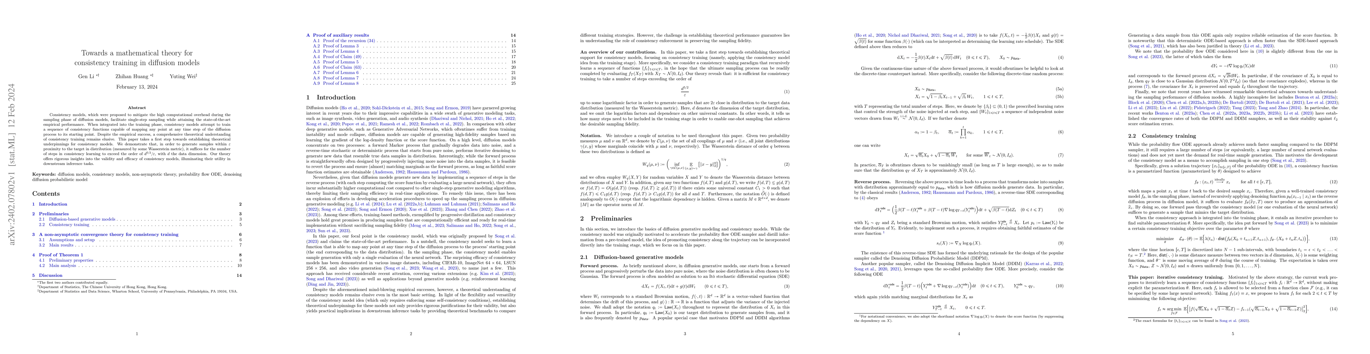 Thumbnail for Towards a mathematical theory for consistency training in diffusion
  models