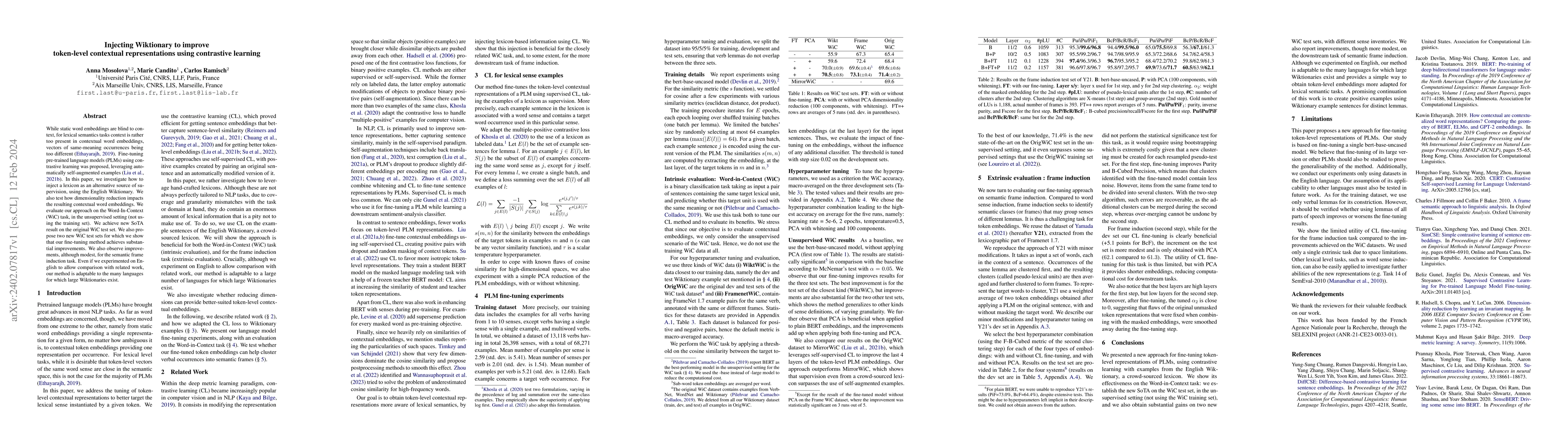 Thumbnail for Injecting Wiktionary to improve token-level contextual representations
  using contrastive learning