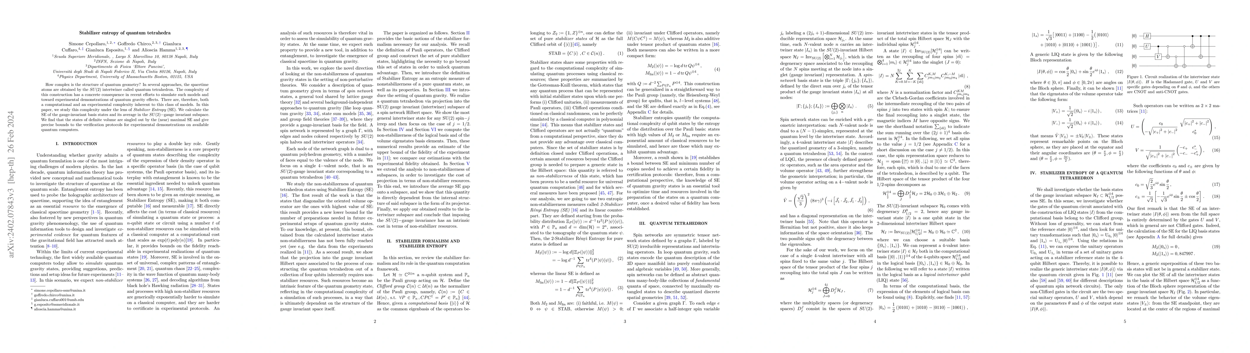 Thumbnail for Stabilizer entropy of quantum tetrahedra