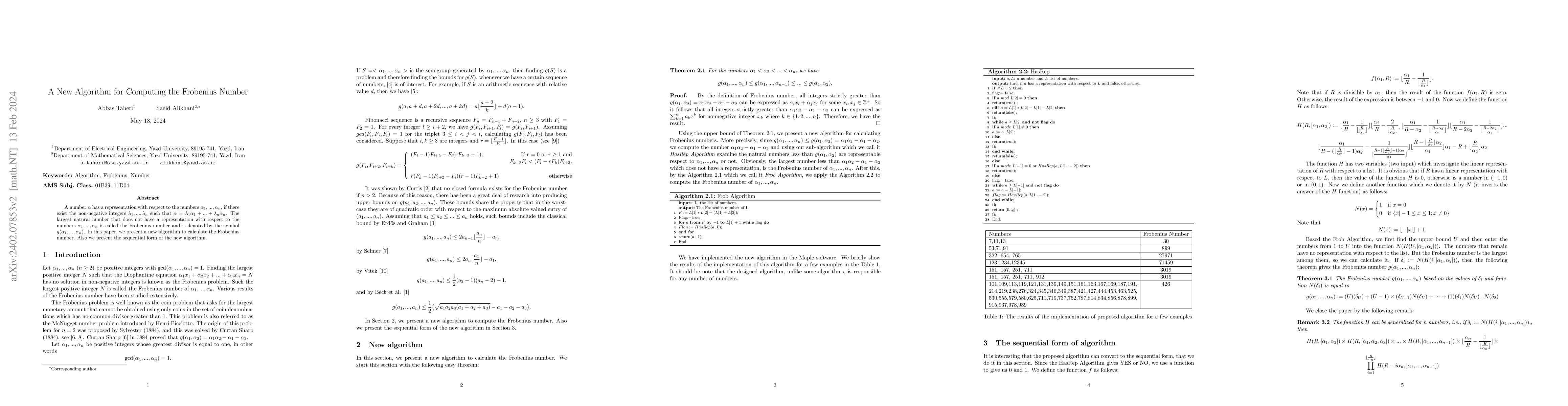 Thumbnail for A New Algorithm for Computing the Frobenius Number