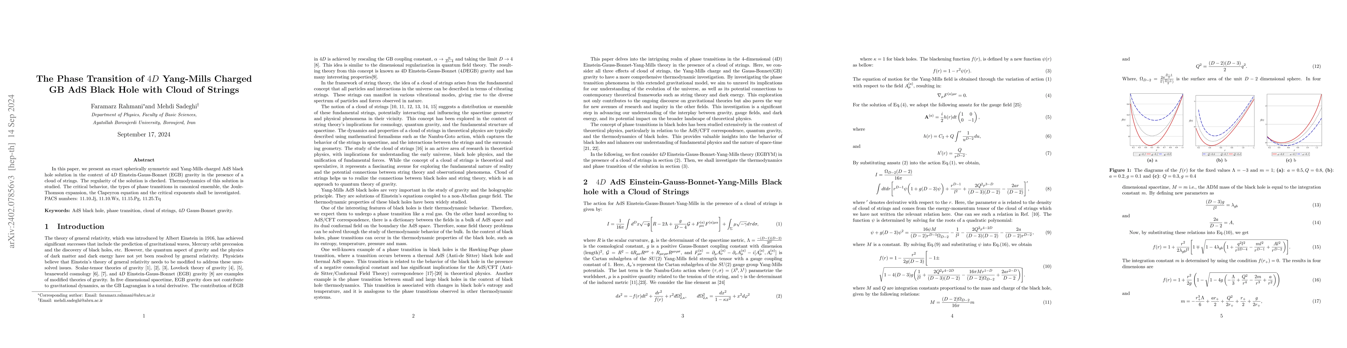 Thumbnail for The Phase Transition of $4D$ Yang-Mills Charged GB AdS Black Hole with
  Cloud of Strings