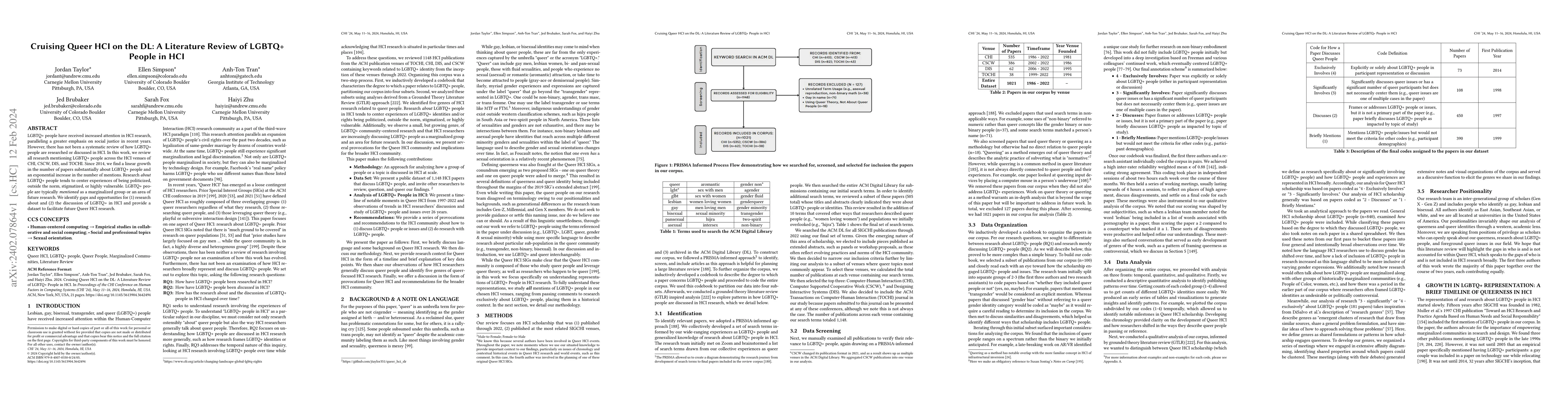 Thumbnail for Cruising Queer HCI on the DL: A Literature Review of LGBTQ+ People in
  HCI