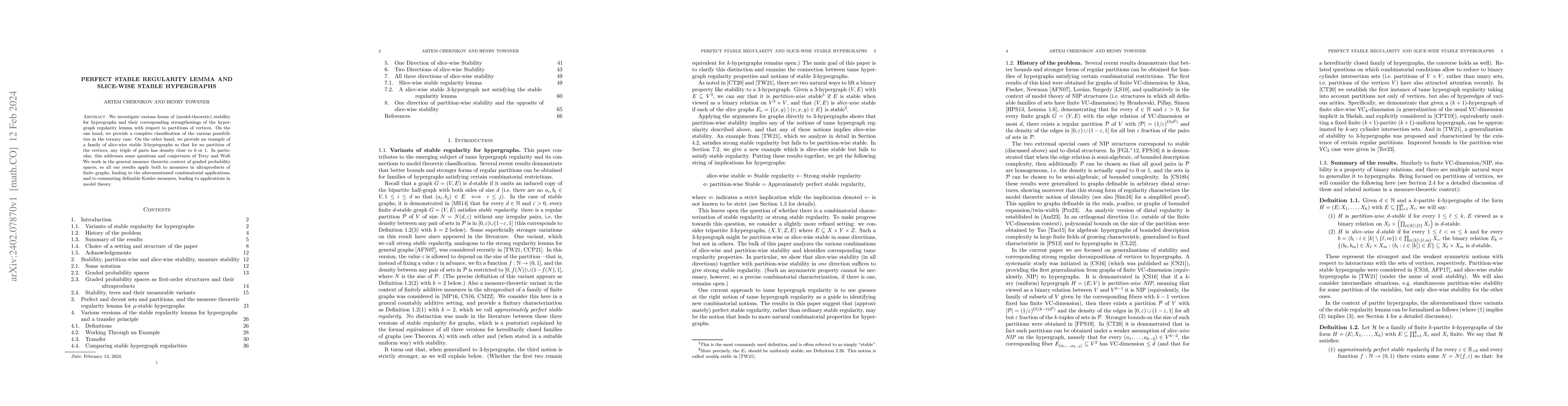 Thumbnail for Perfect stable regularity lemma and slice-wise stable hypergraphs
