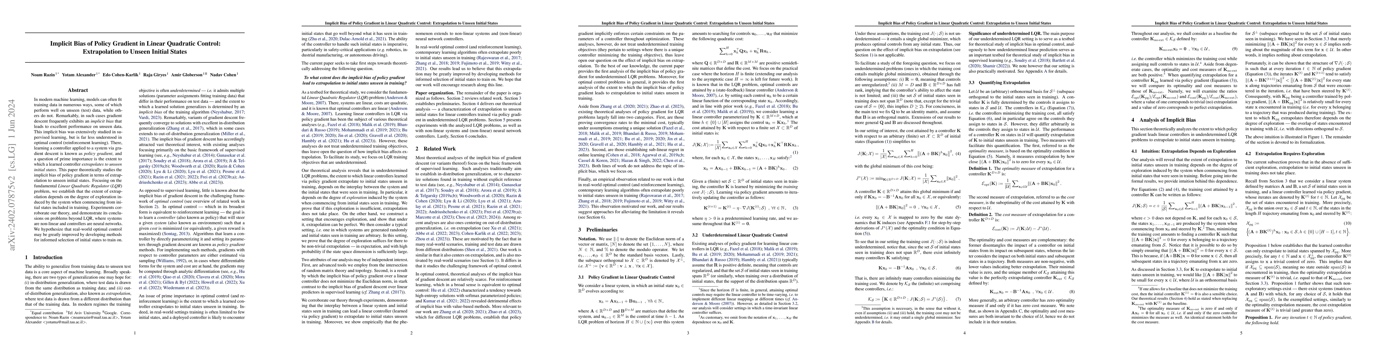 Thumbnail for Implicit Bias of Policy Gradient in Linear Quadratic Control:
  Extrapolation to Unseen Initial States