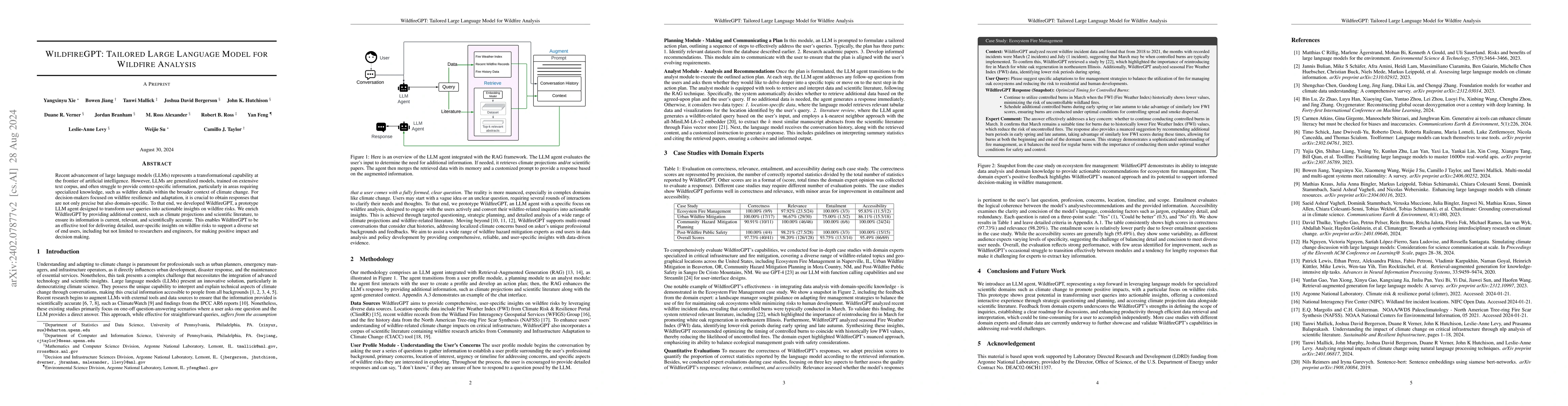 Thumbnail for WildfireGPT: Tailored Large Language Model for Wildfire Analysis