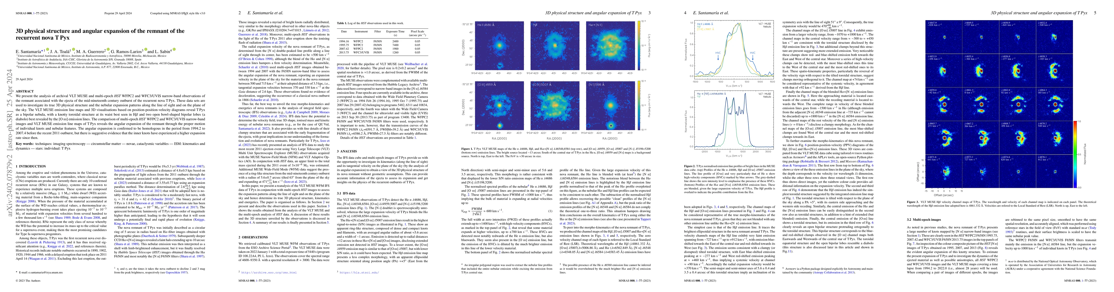 Thumbnail for 3D physical structure and angular expansion of the remnant of the
  recurrent nova T Pyx