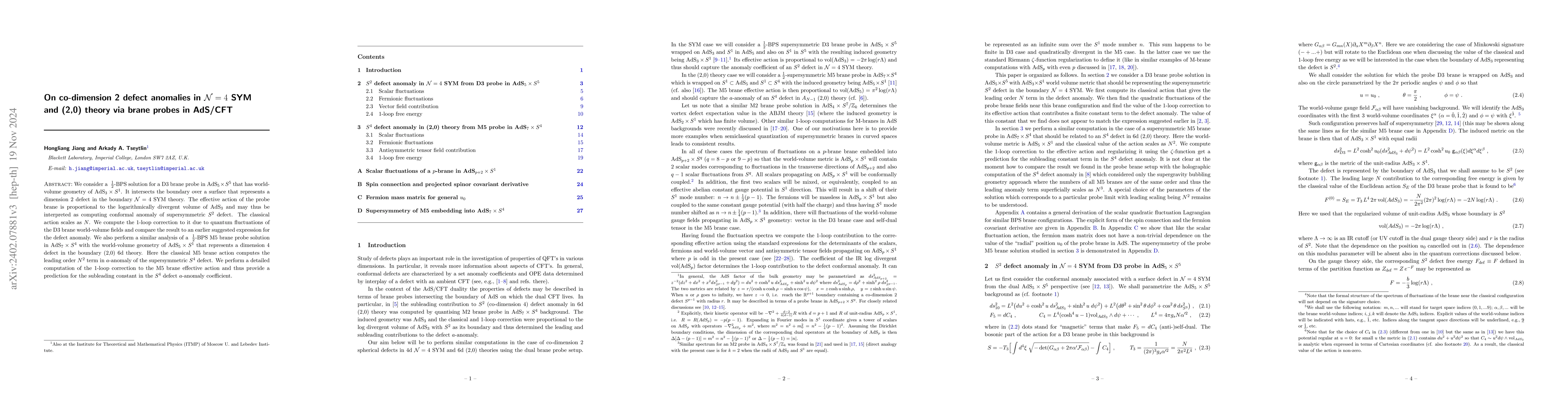 Thumbnail for On co-dimension 2 defect anomalies in N=4 SYM and (2,0) theory via brane
  probes in AdS/CFT