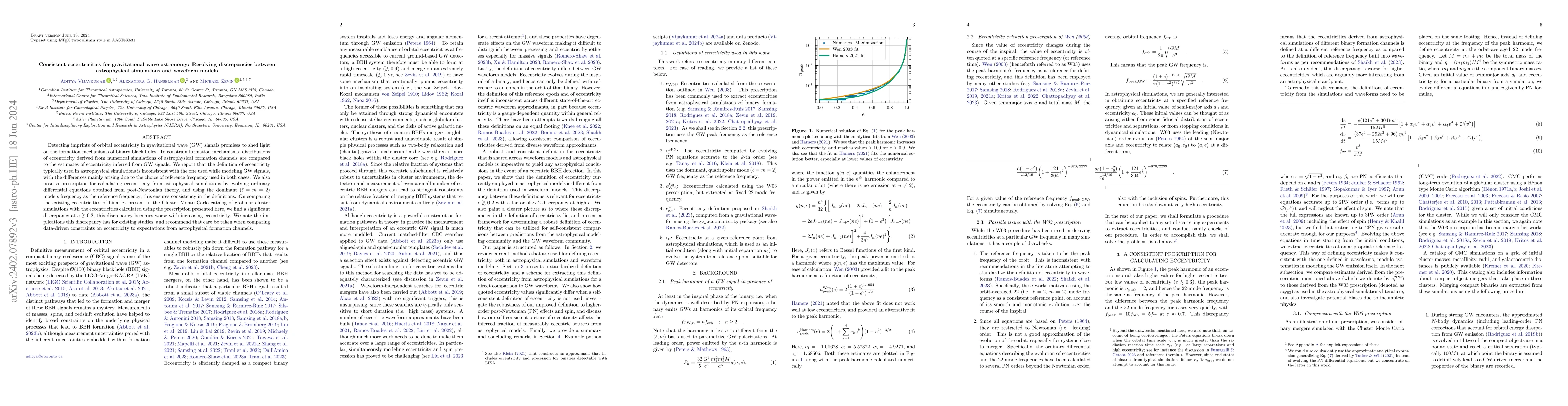 Thumbnail for Consistent eccentricities for gravitational wave astronomy: Resolving
  discrepancies between astrophysical simulations and waveform models