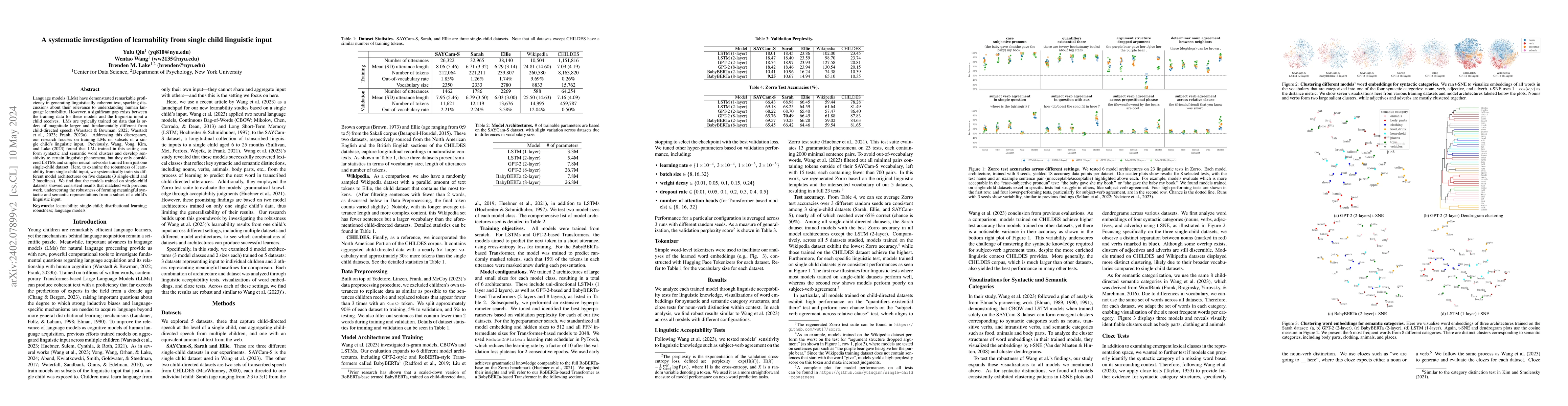 Thumbnail for A systematic investigation of learnability from single child linguistic
  input