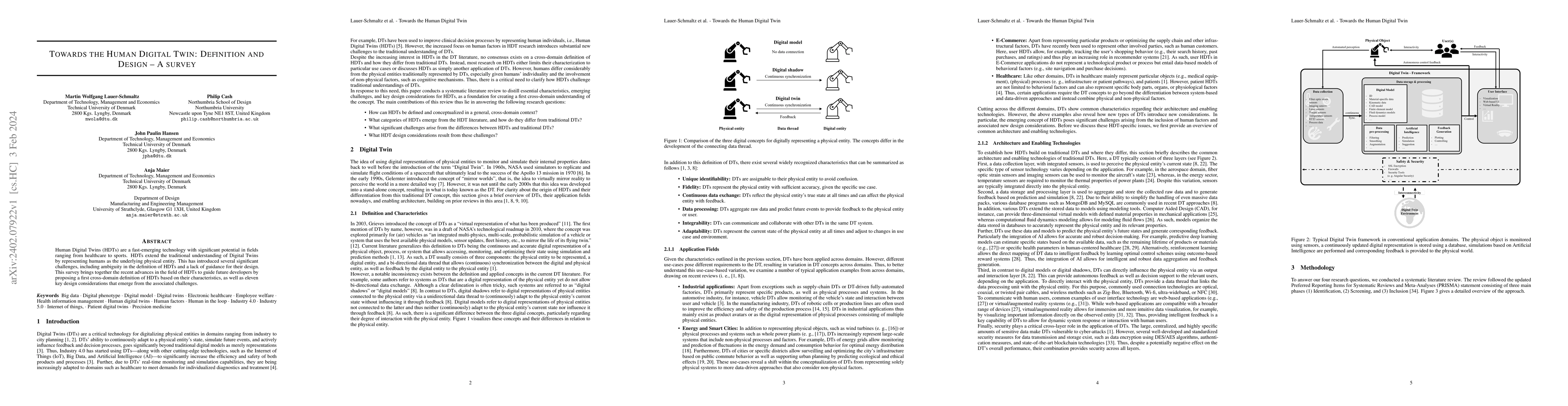 Thumbnail for Towards the Human Digital Twin: Definition and Design -- A survey