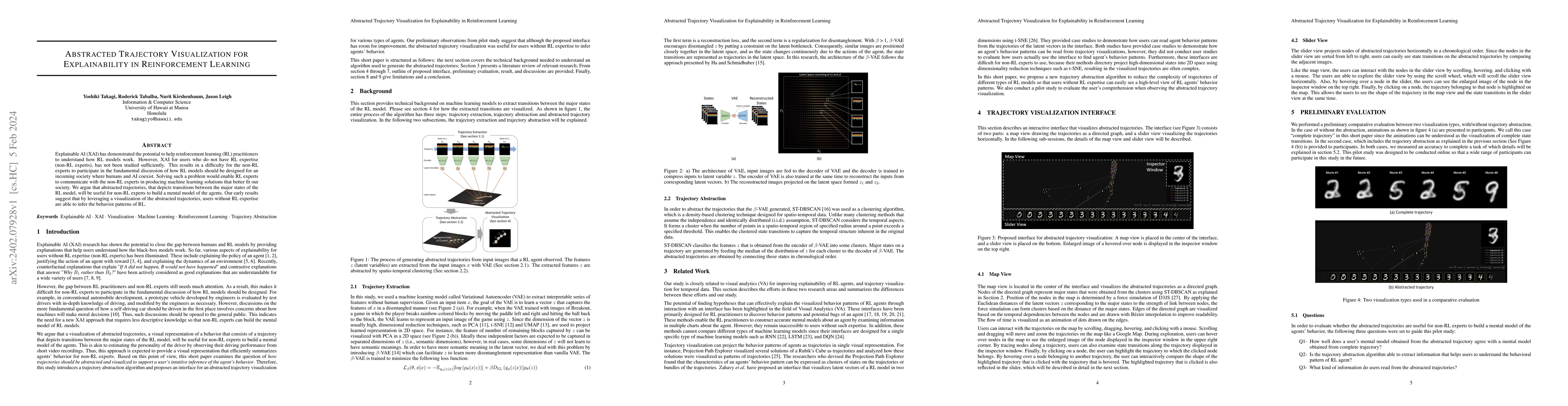 Thumbnail for Abstracted Trajectory Visualization for Explainability in Reinforcement
  Learning