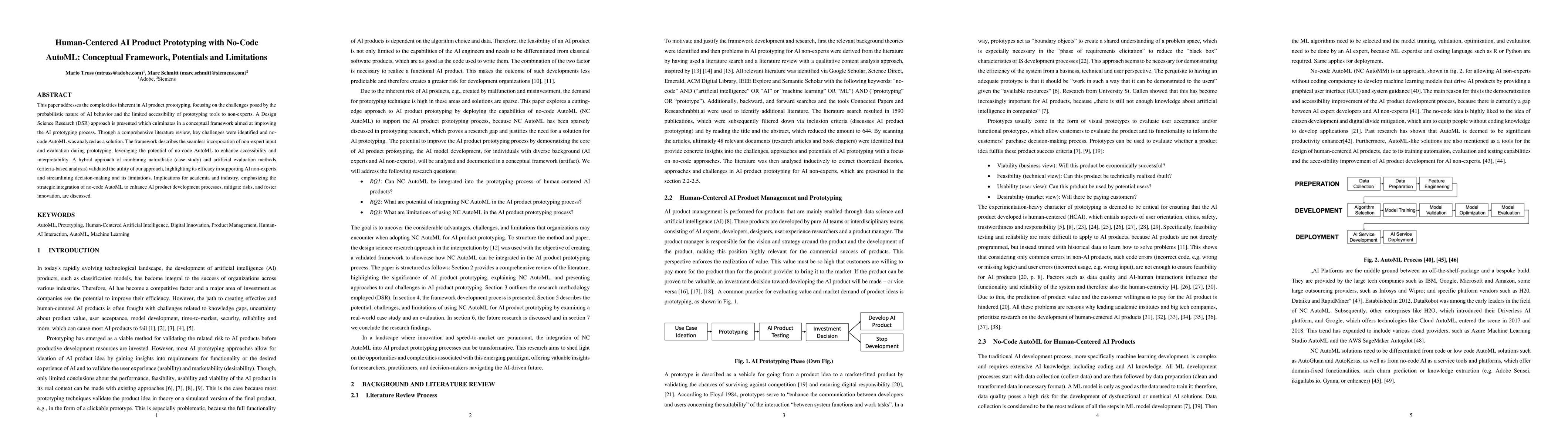 Thumbnail for Human-Centered AI Product Prototyping with No-Code AutoML: Conceptual
  Framework, Potentials and Limitations