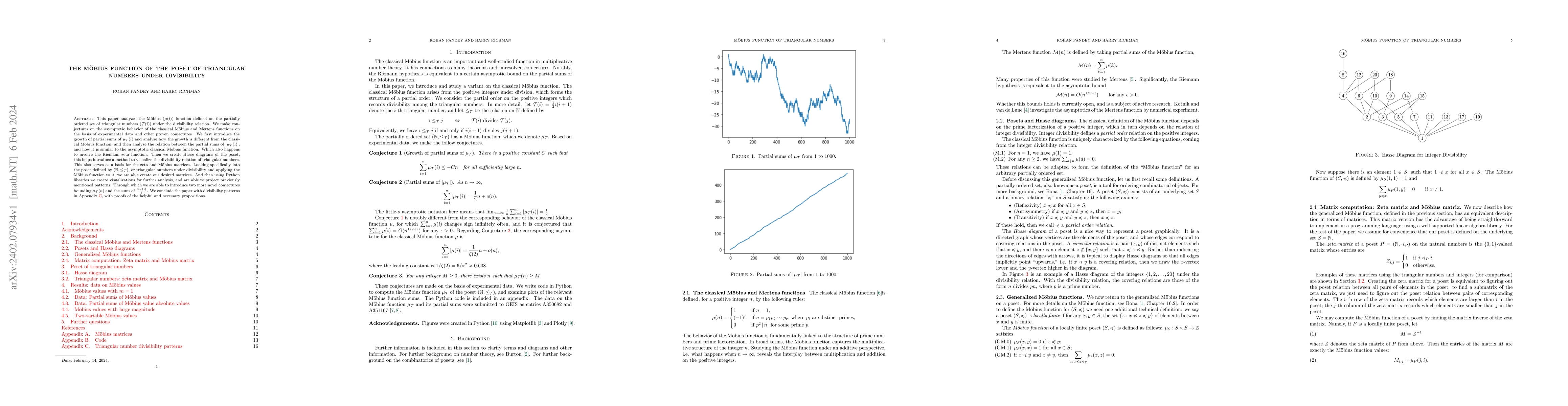 Thumbnail for The M\"obius function of the poset of triangular numbers under
  divisibility