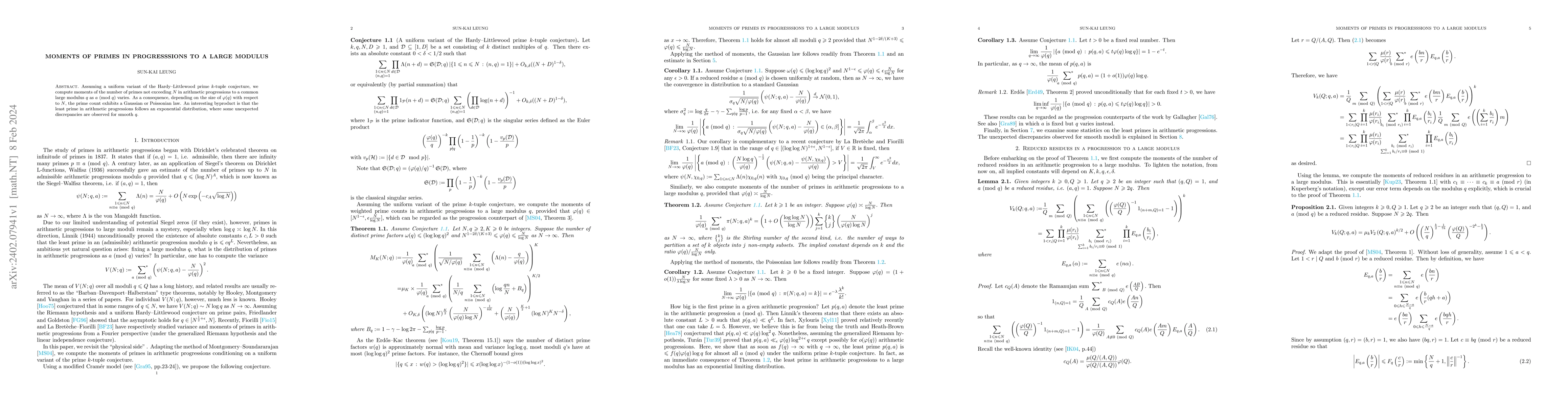 Thumbnail for Moments of primes in progresssions to a large modulus