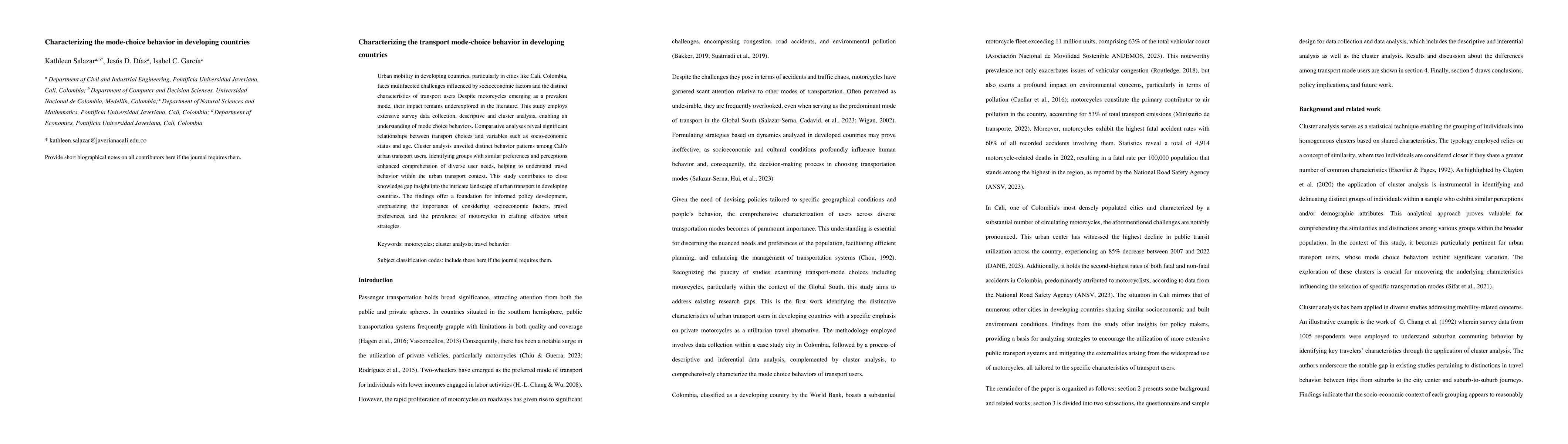 Thumbnail for Working paper: Characterizing the mode-choice behavior
