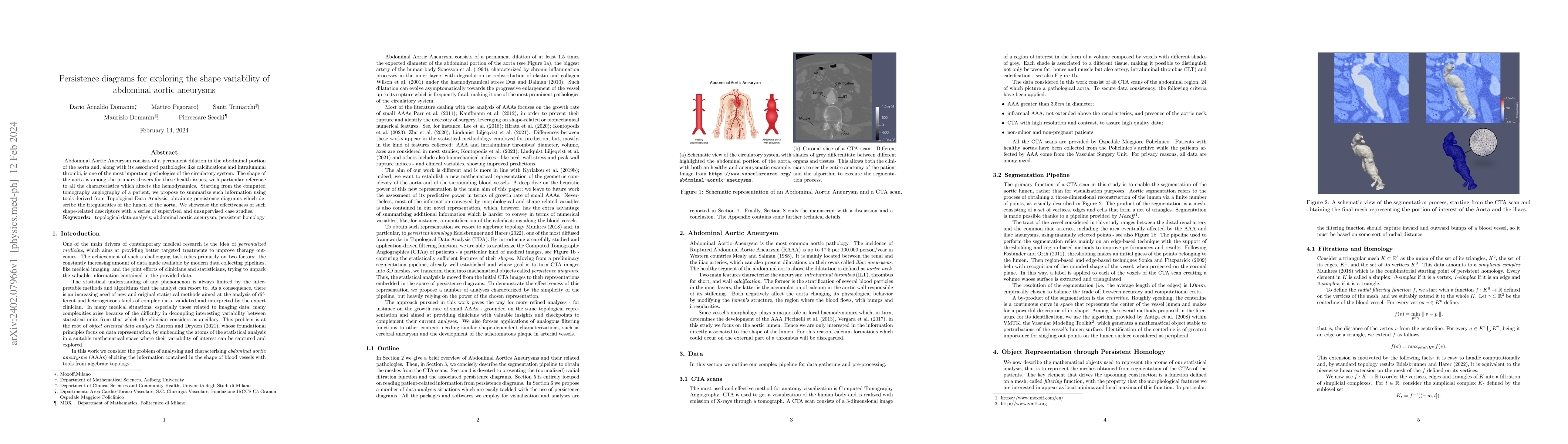 Thumbnail for Persistence diagrams for exploring the shape variability of abdominal
  aortic aneurysms
