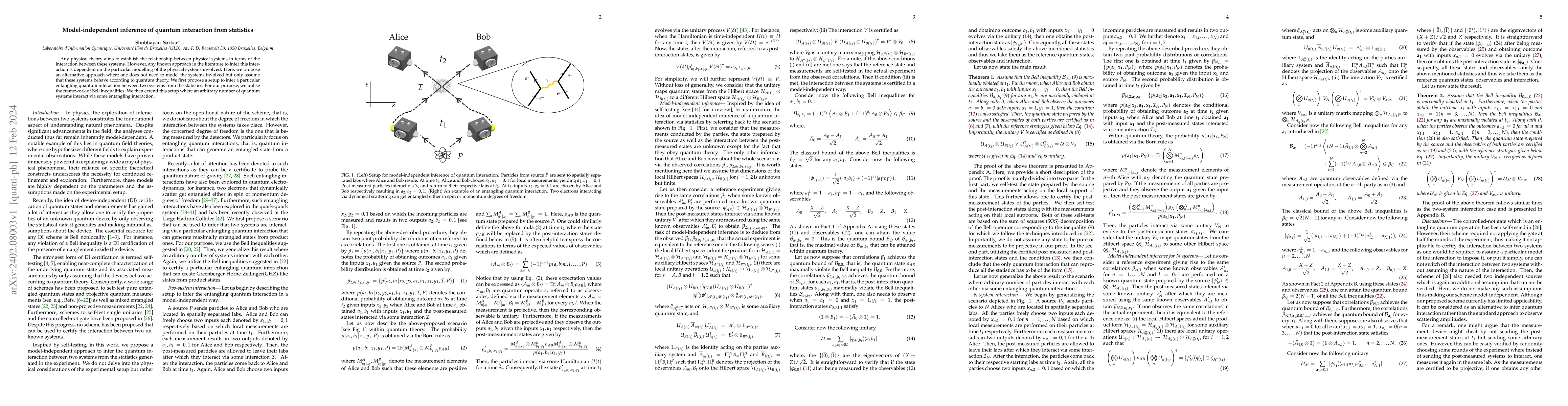 Thumbnail for Model-independent inference of quantum interaction from statistics
